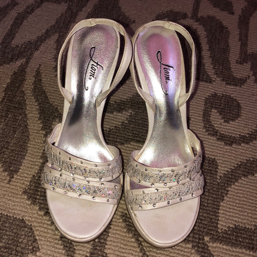 Fioni White Bling Slingback Heels - Picture 3 of 7